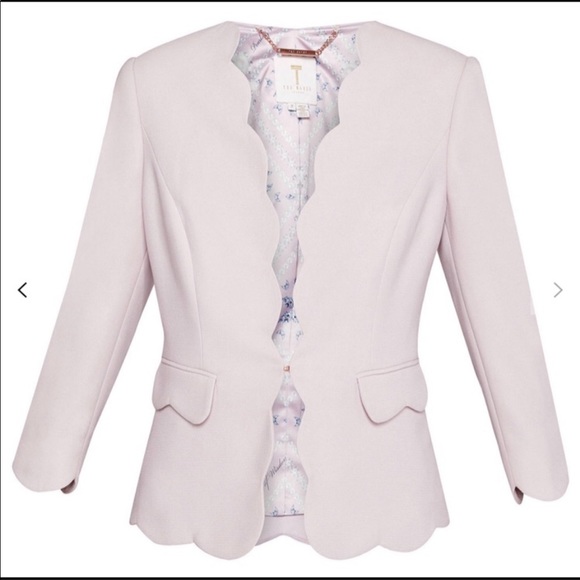 Ted Baker Pink Scalloped Edge Blazer 3/4 Sleeve like NWOT Ted Size 2 - Picture 2 of 3